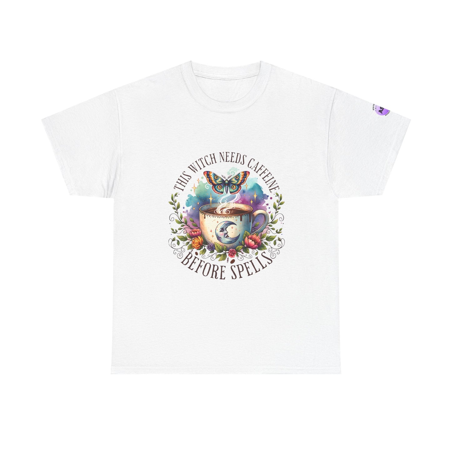 Witchy Cotton Tee, Funny Cotton T-Shirt, Gift for Witches, Magical Apparel, Halloween T-Shirt, Casual Wear, Coffee Lover's Tee