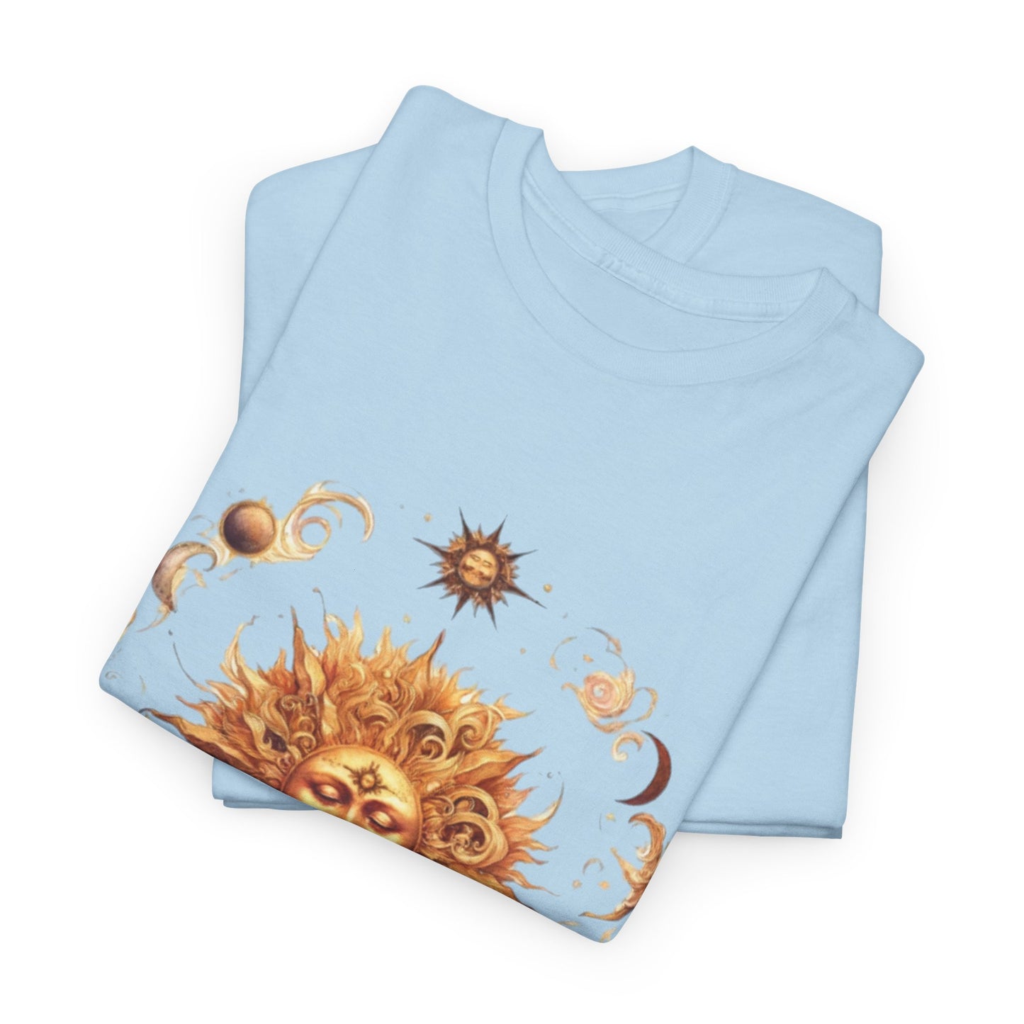 Celestial Sun Graphic Tee | Unisex Heavy Cotton T-Shirt, Astrology Gift, Casual Wear, Summer Outfit, Music Festival Top