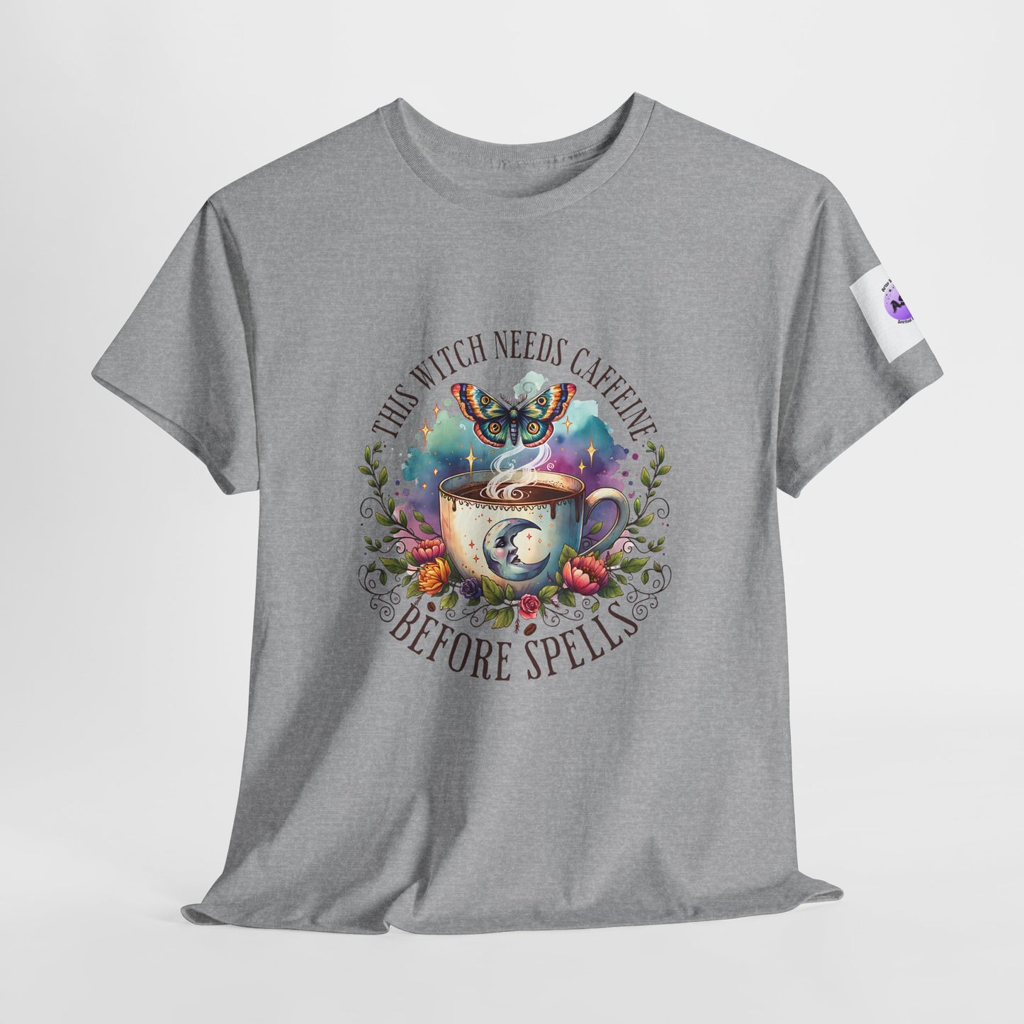 Witchy Cotton Tee, Funny Cotton T-Shirt, Gift for Witches, Magical Apparel, Halloween T-Shirt, Casual Wear, Coffee Lover's Tee