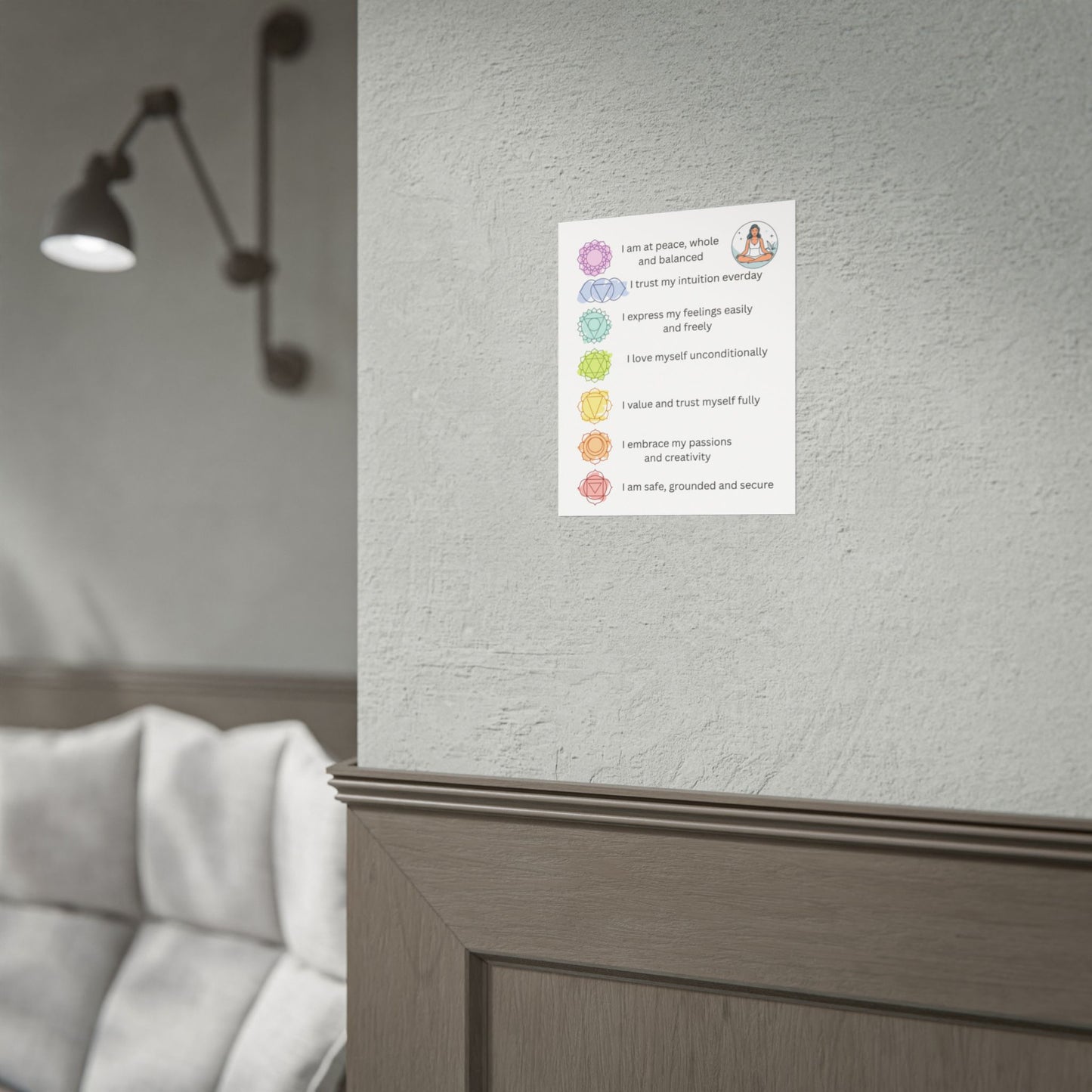 Chakra Affirmation Rolled Posters, Spiritual Decor, Yoga Art, Meditation Wall Art, Mindfulness Gifts, Positive Vibes