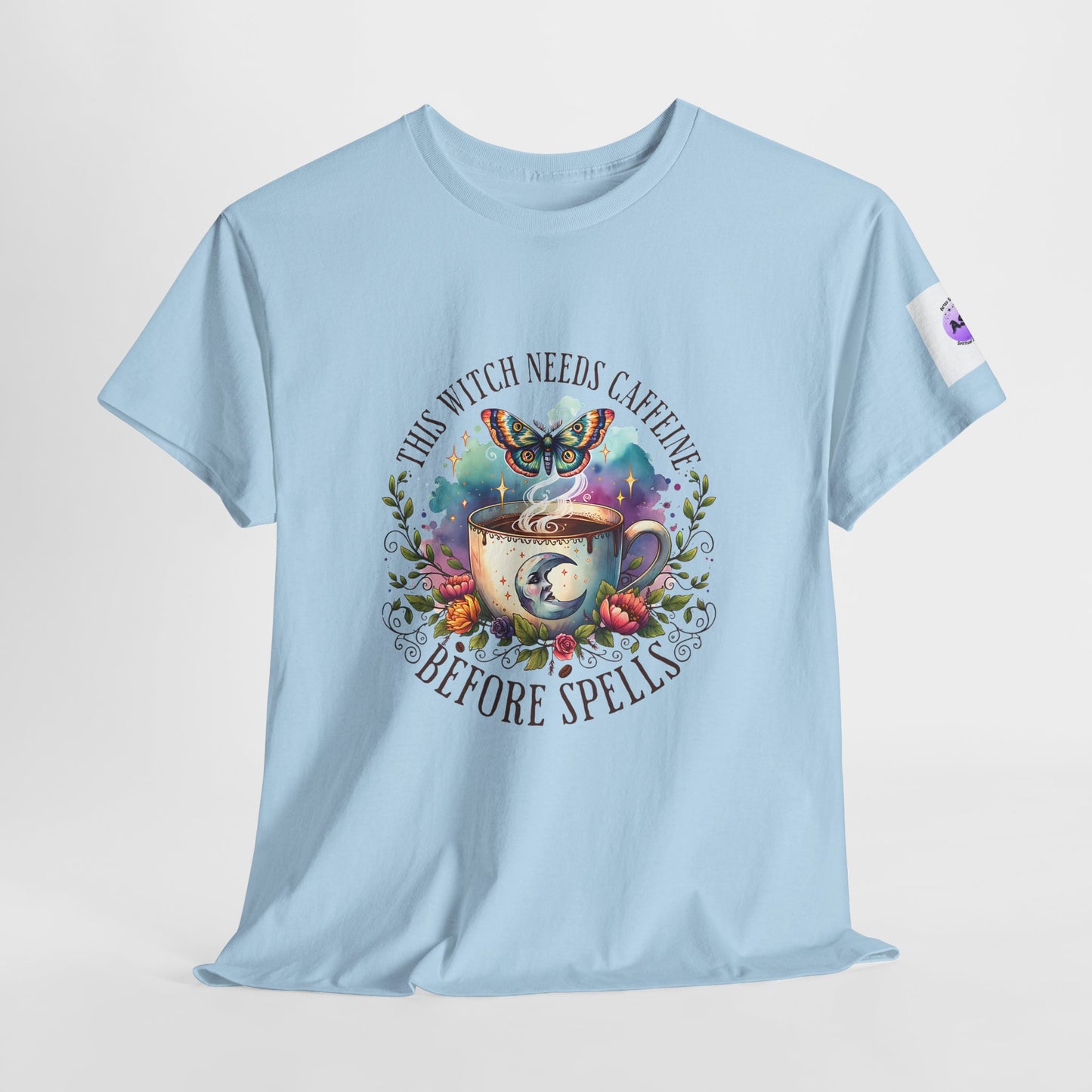 Witchy Cotton Tee, Funny Cotton T-Shirt, Gift for Witches, Magical Apparel, Halloween T-Shirt, Casual Wear, Coffee Lover's Tee