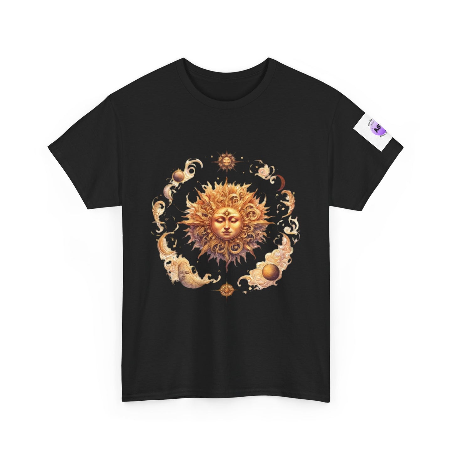Celestial Sun Graphic Tee | Unisex Heavy Cotton T-Shirt, Astrology Gift, Casual Wear, Summer Outfit, Music Festival Top