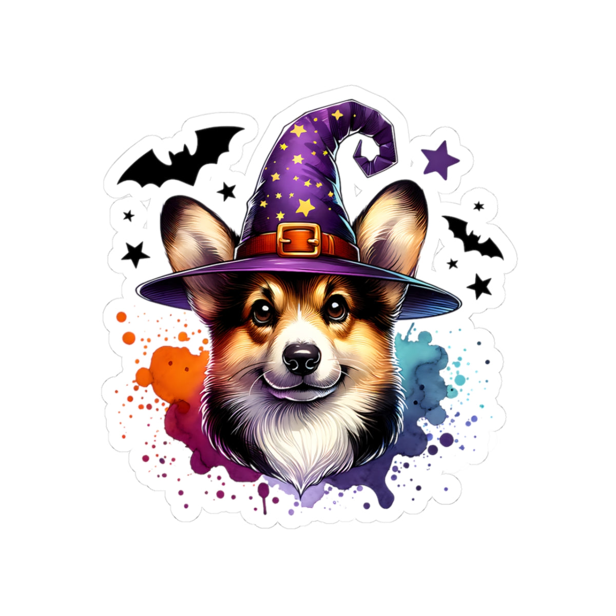 Corgi Wizard Stickers, Halloween Decor, Cute Dog Stickers, Witchy Stickers, Fun Laptop Decals, Pet Lover Gifts