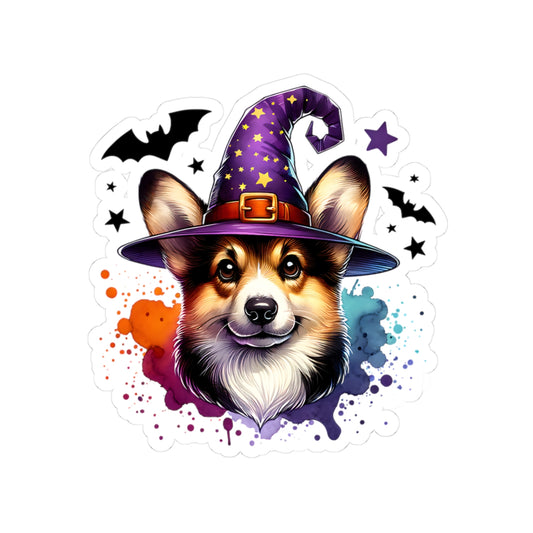 Corgi Wizard Stickers, Halloween Decor, Cute Dog Stickers, Witchy Stickers, Fun Laptop Decals, Pet Lover Gifts