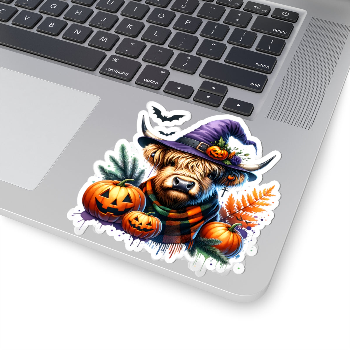 Halloween Highland Cow Stickers, Pumpkin Decor, Spooky Season, Cute Cow Art, Fall Vibes, Laptop Stickers