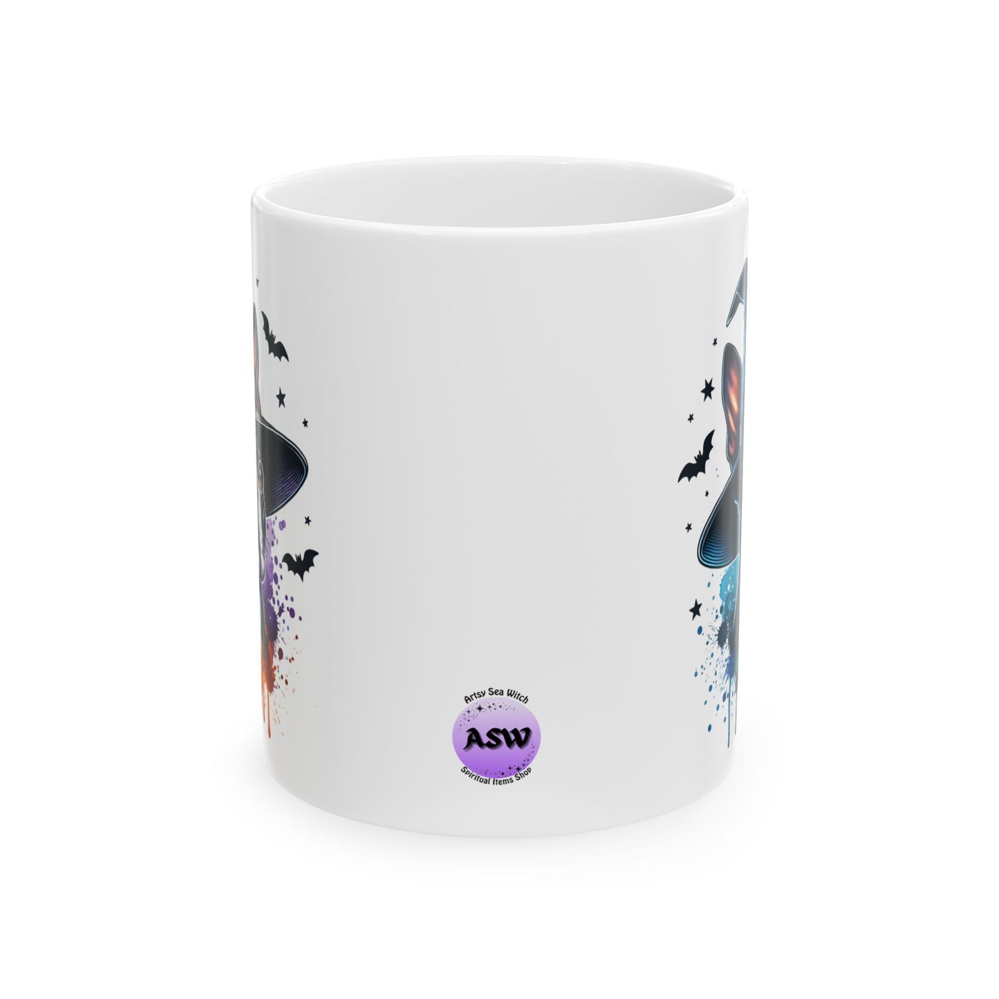 Spooky Halloween Dog Mug - Cute French Bulldog with Witch Hat - Ideal for Dog Lovers, Halloween Decor, Gift for Pet Owners, Coffee