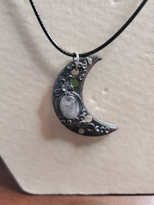 Quartz Crescent moon necklace
