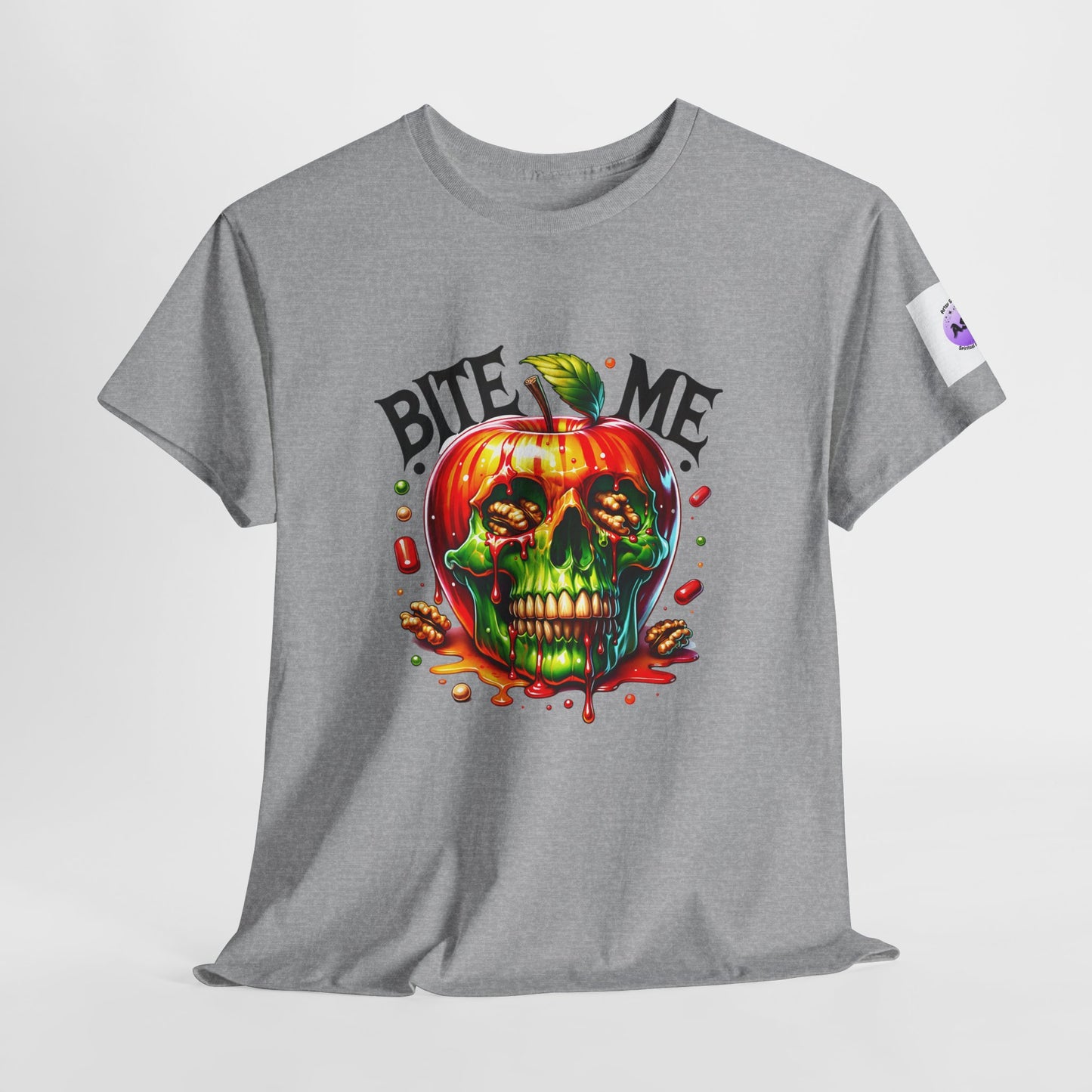 Halloween-Themed Unisex Heavy Cotton Tee - "Bite Me" Graphic Shirt, Spooky Apparel, Costume Party Shirt, Horror Lover Gift, Fall Fashion