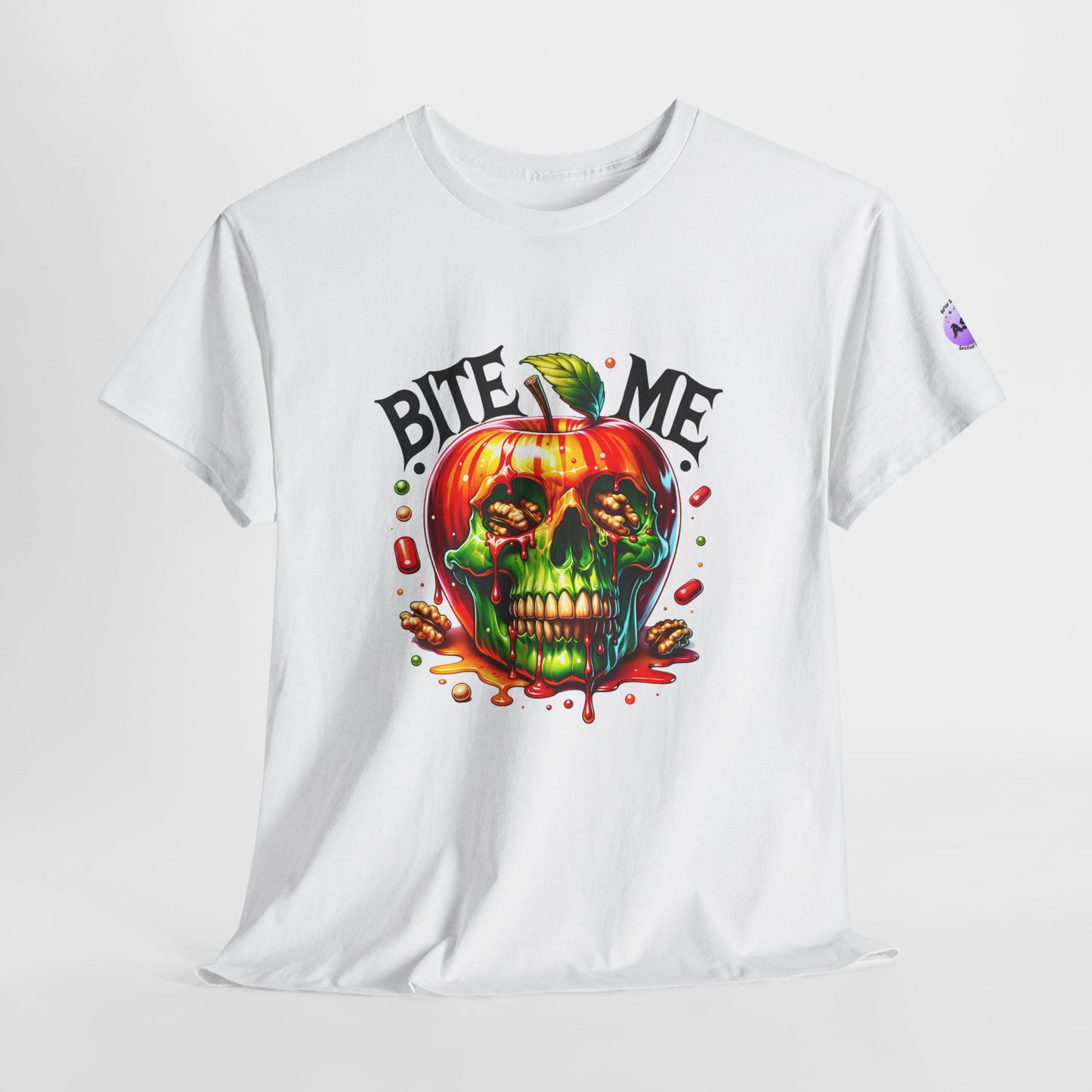 Halloween-Themed Unisex Heavy Cotton Tee - "Bite Me" Graphic Shirt, Spooky Apparel, Costume Party Shirt, Horror Lover Gift, Fall Fashion