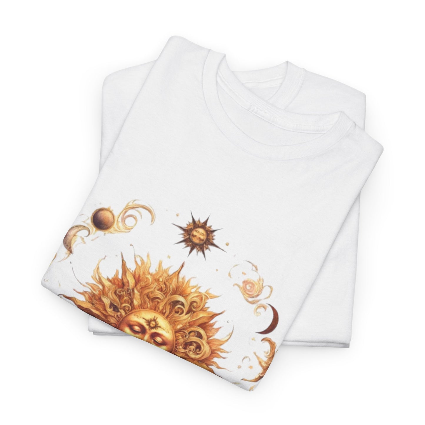 Celestial Sun Graphic Tee | Unisex Heavy Cotton T-Shirt, Astrology Gift, Casual Wear, Summer Outfit, Music Festival Top