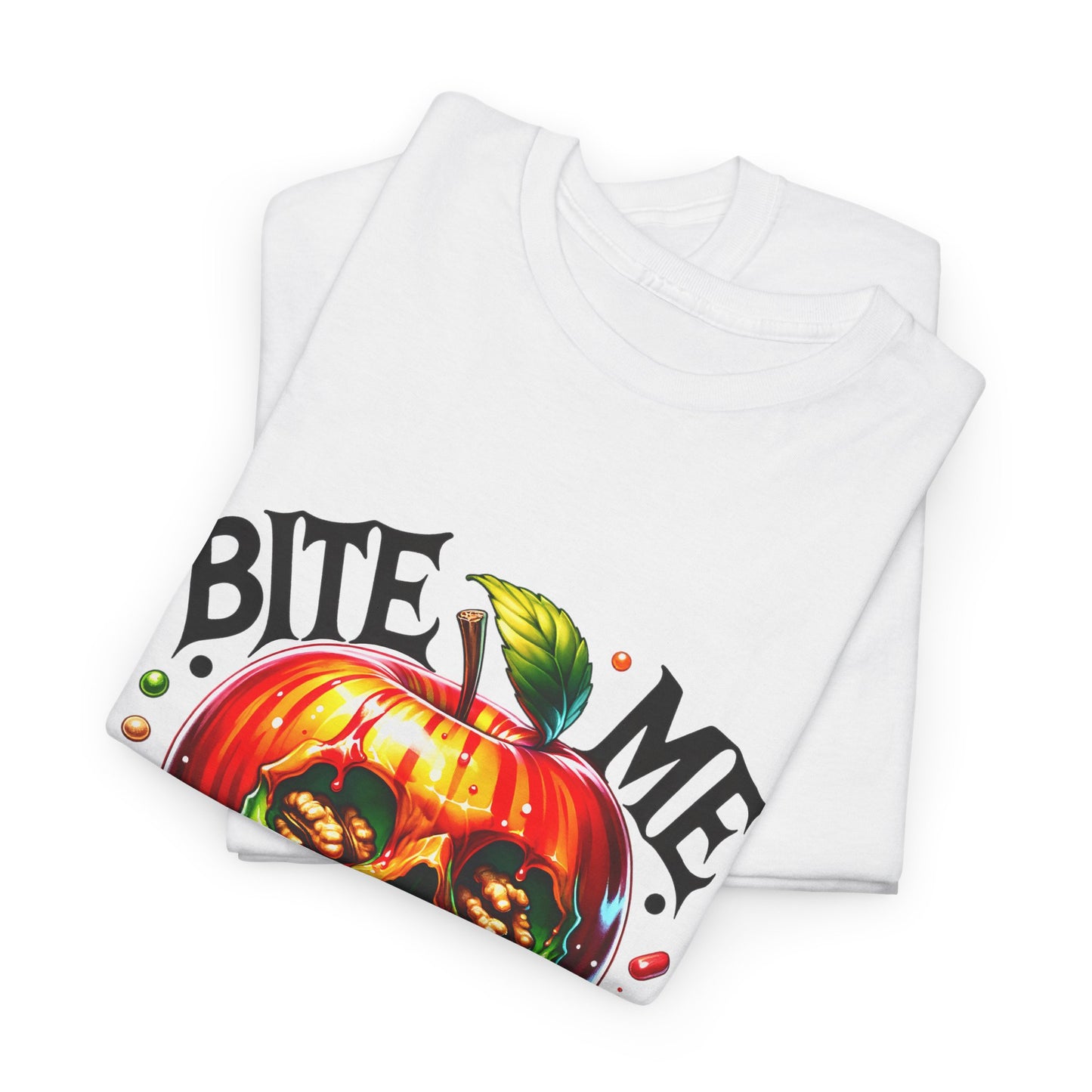 Halloween-Themed Unisex Heavy Cotton Tee - "Bite Me" Graphic Shirt, Spooky Apparel, Costume Party Shirt, Horror Lover Gift, Fall Fashion