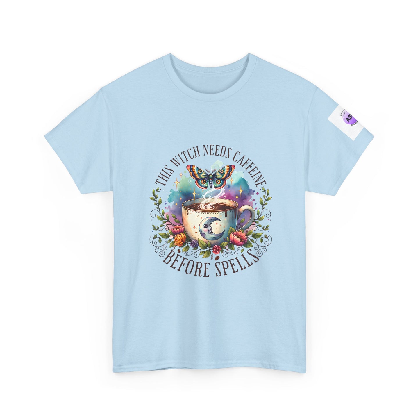 Witchy Cotton Tee, Funny Cotton T-Shirt, Gift for Witches, Magical Apparel, Halloween T-Shirt, Casual Wear, Coffee Lover's Tee