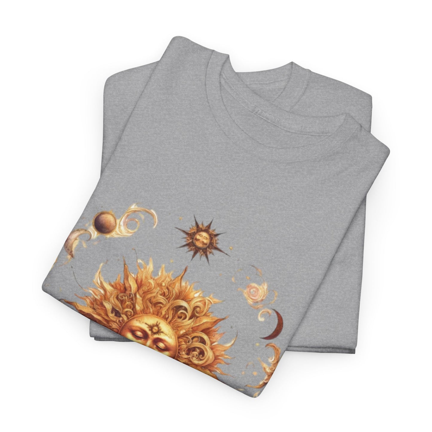 Celestial Sun Graphic Tee | Unisex Heavy Cotton T-Shirt, Astrology Gift, Casual Wear, Summer Outfit, Music Festival Top