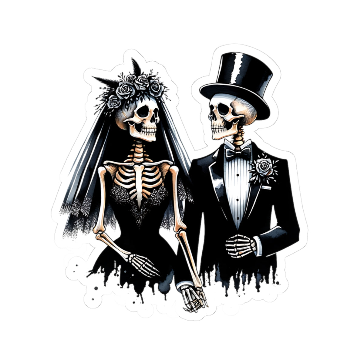 Skeleton Bride and Groom Sticker