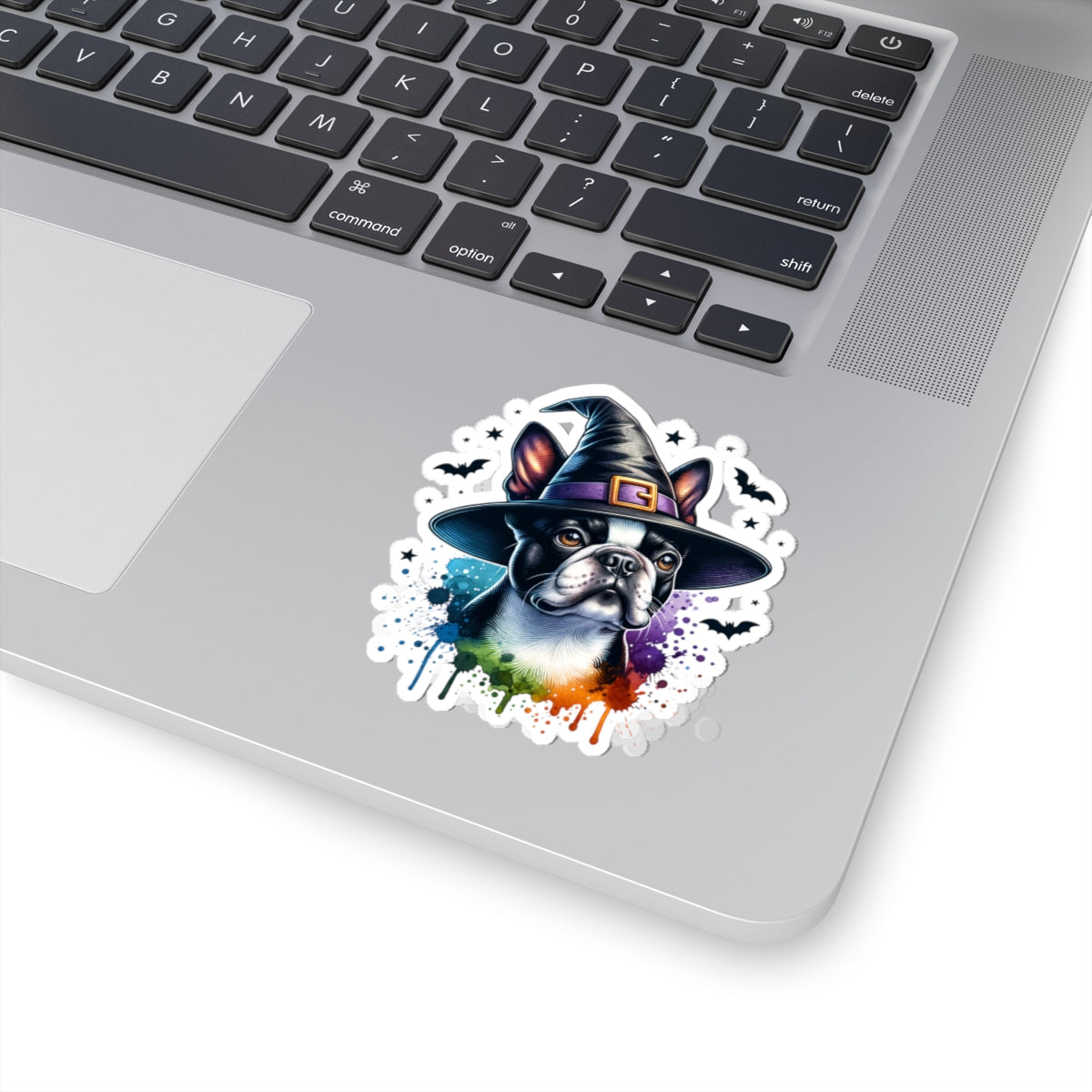 Halloween Bulldog Boston Terrier Stickers,  Cute Witch Hat Bulldog Boston Terrier Decals, Pet Lover Gift, Spooky Decor, Laptop Stickers