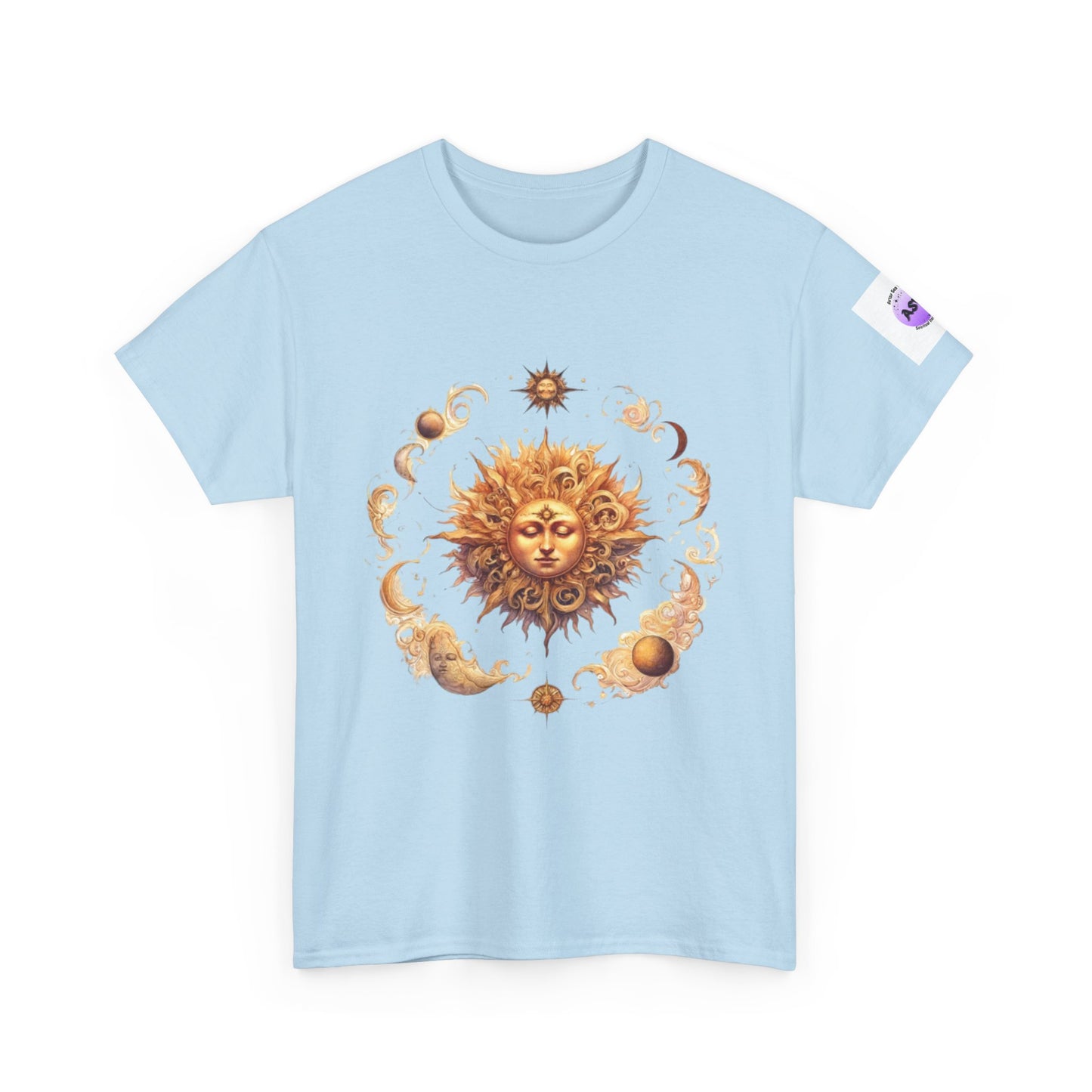 Celestial Sun Graphic Tee | Unisex Heavy Cotton T-Shirt, Astrology Gift, Casual Wear, Summer Outfit, Music Festival Top