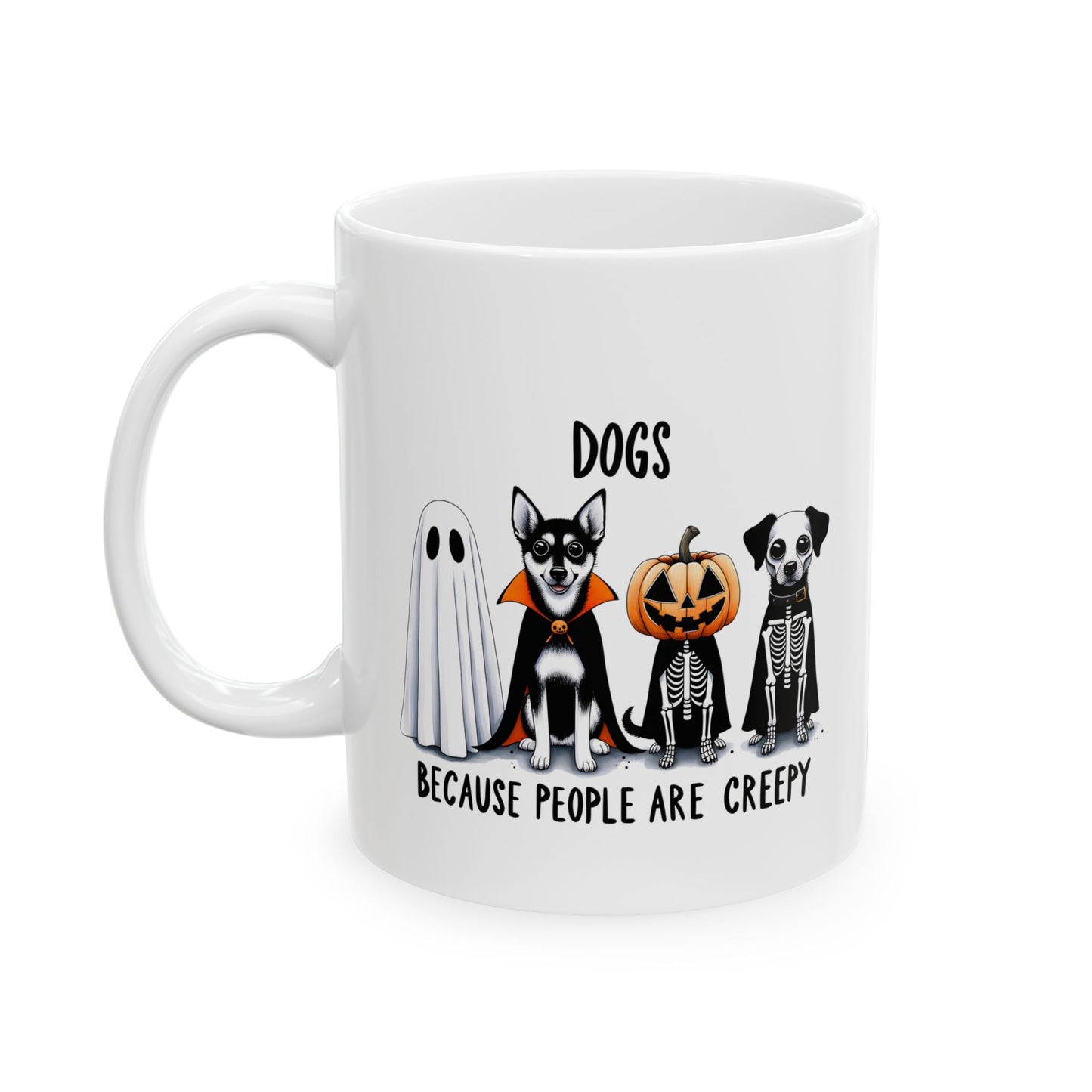 Funny Halloween Dog Ceramic Mug, Gift for Pet Lovers, Creepy Dogs Mug, Halloween Decor, Dog Lover Coffee Cup