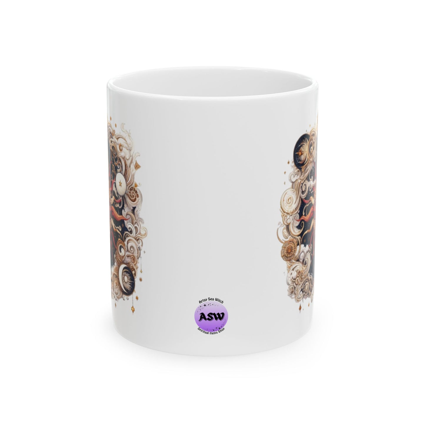 Celestial Sun Artistic Ceramic Mug, Coffee Cup, Unique Gift, Home Decor, Ceramic Drinkware, Bohemian Style