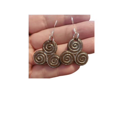Handmade Triskelion Earrings – Celtic Symbol Jewelry for Spiritual & Boho Style