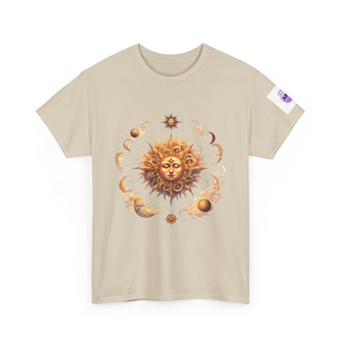 Celestial Sun Graphic Tee | Unisex Heavy Cotton T-Shirt, Astrology Gift, Casual Wear, Summer Outfit, Music Festival Top