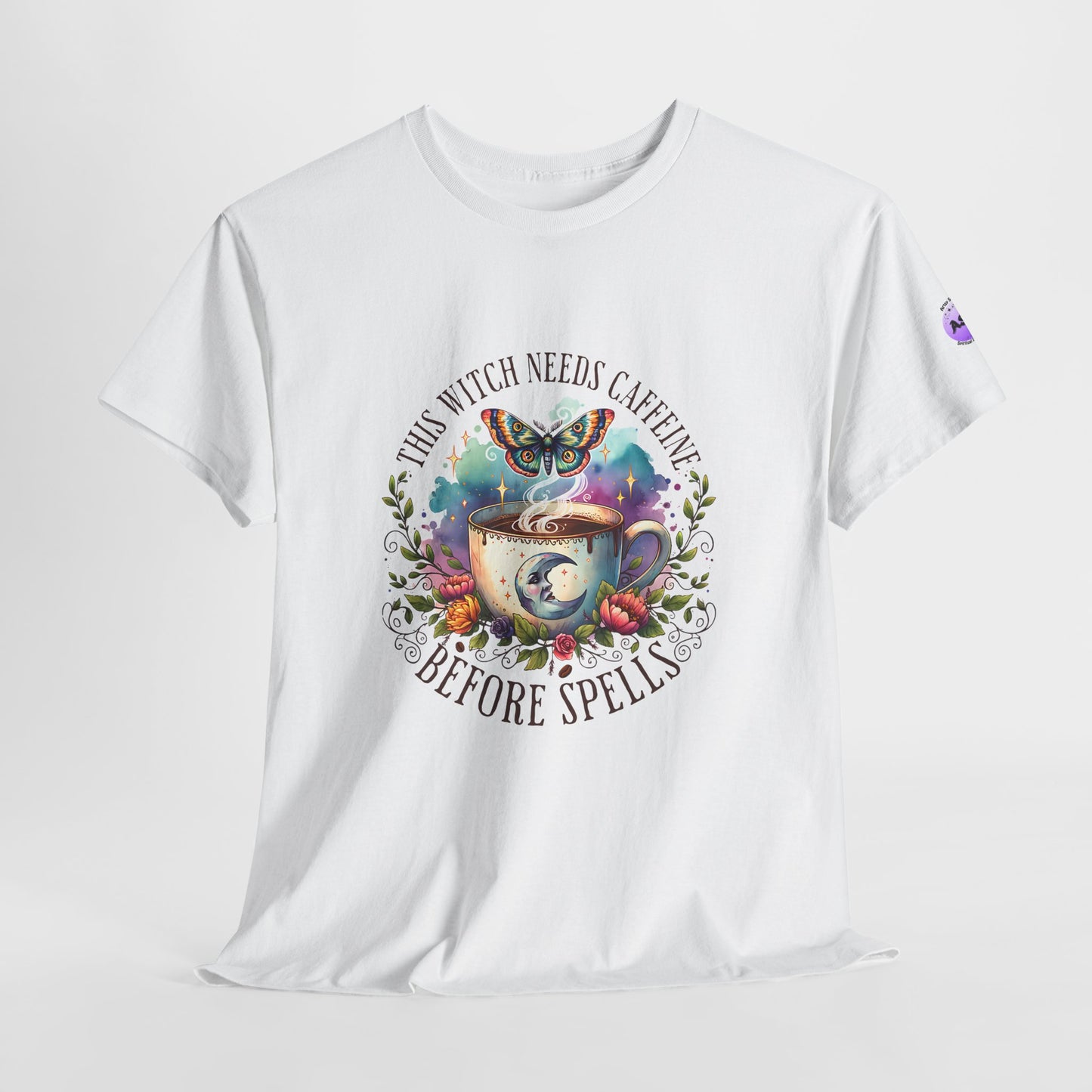 Witchy Cotton Tee, Funny Cotton T-Shirt, Gift for Witches, Magical Apparel, Halloween T-Shirt, Casual Wear, Coffee Lover's Tee