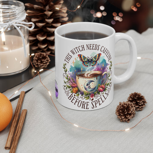 Witchy Coffee Mug - This Witch Needs Caffeine Before Spells, Gift for Witches, Caffeine Lover, Magical Drinkware, Halloween Decor