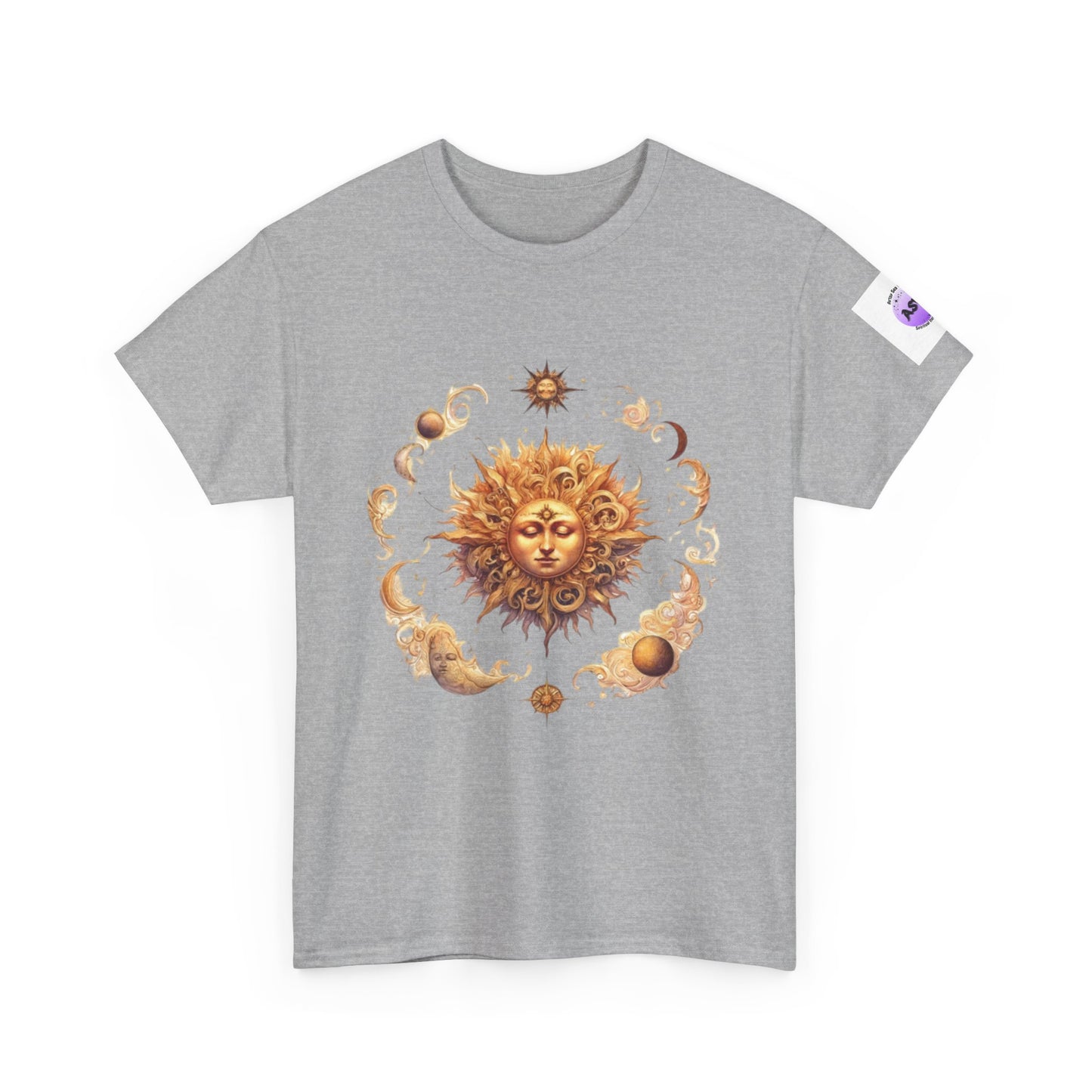 Celestial Sun Graphic Tee | Unisex Heavy Cotton T-Shirt, Astrology Gift, Casual Wear, Summer Outfit, Music Festival Top