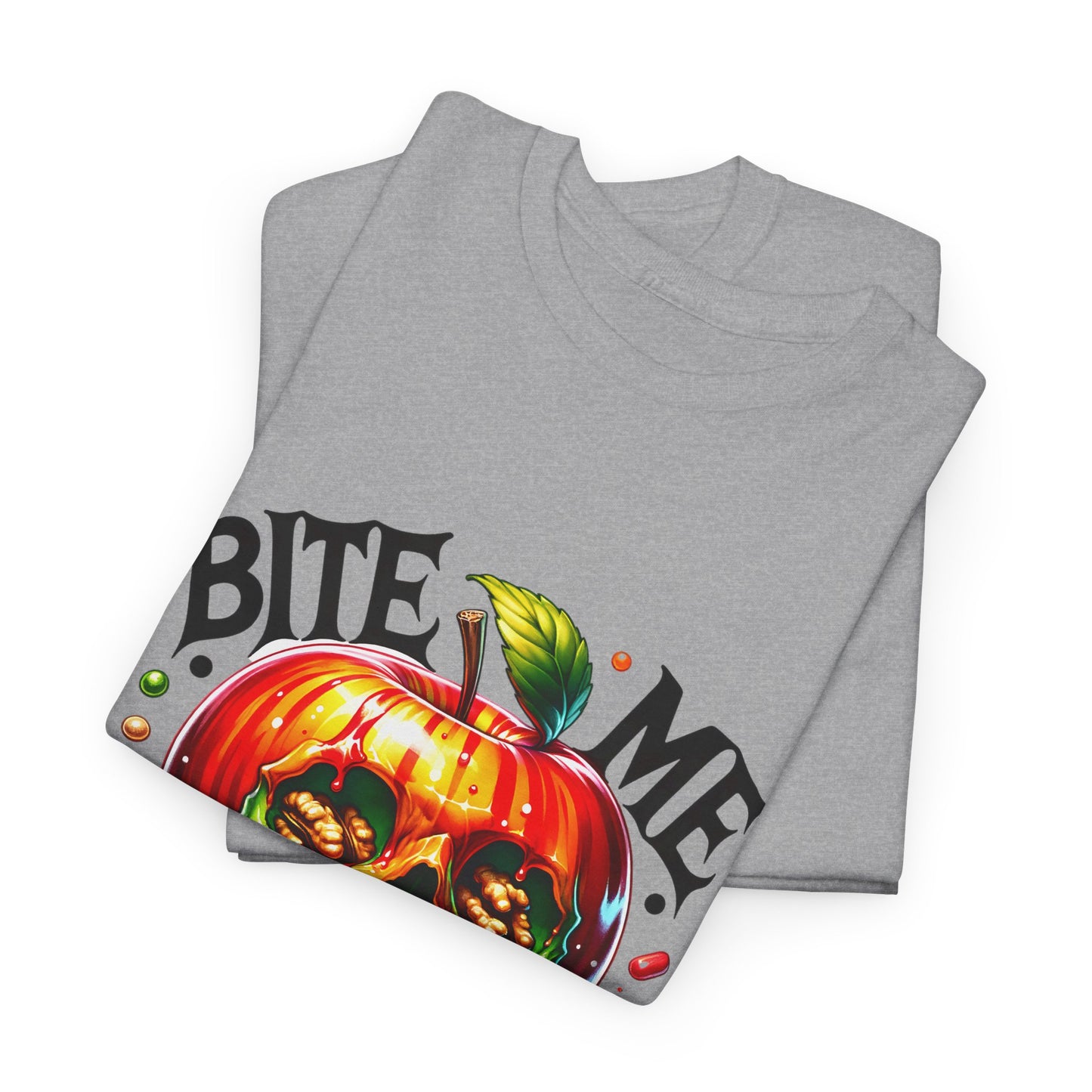 Halloween-Themed Unisex Heavy Cotton Tee - "Bite Me" Graphic Shirt, Spooky Apparel, Costume Party Shirt, Horror Lover Gift, Fall Fashion