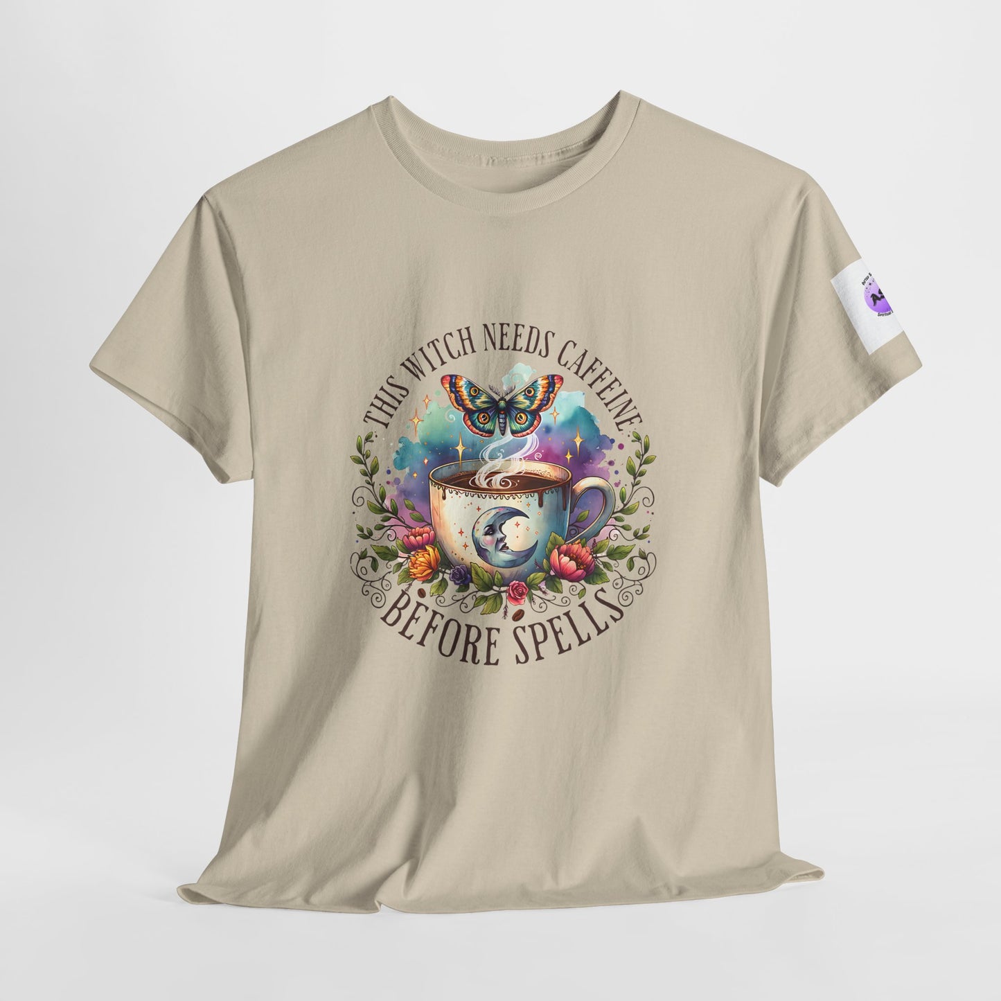 Witchy Cotton Tee, Funny Cotton T-Shirt, Gift for Witches, Magical Apparel, Halloween T-Shirt, Casual Wear, Coffee Lover's Tee