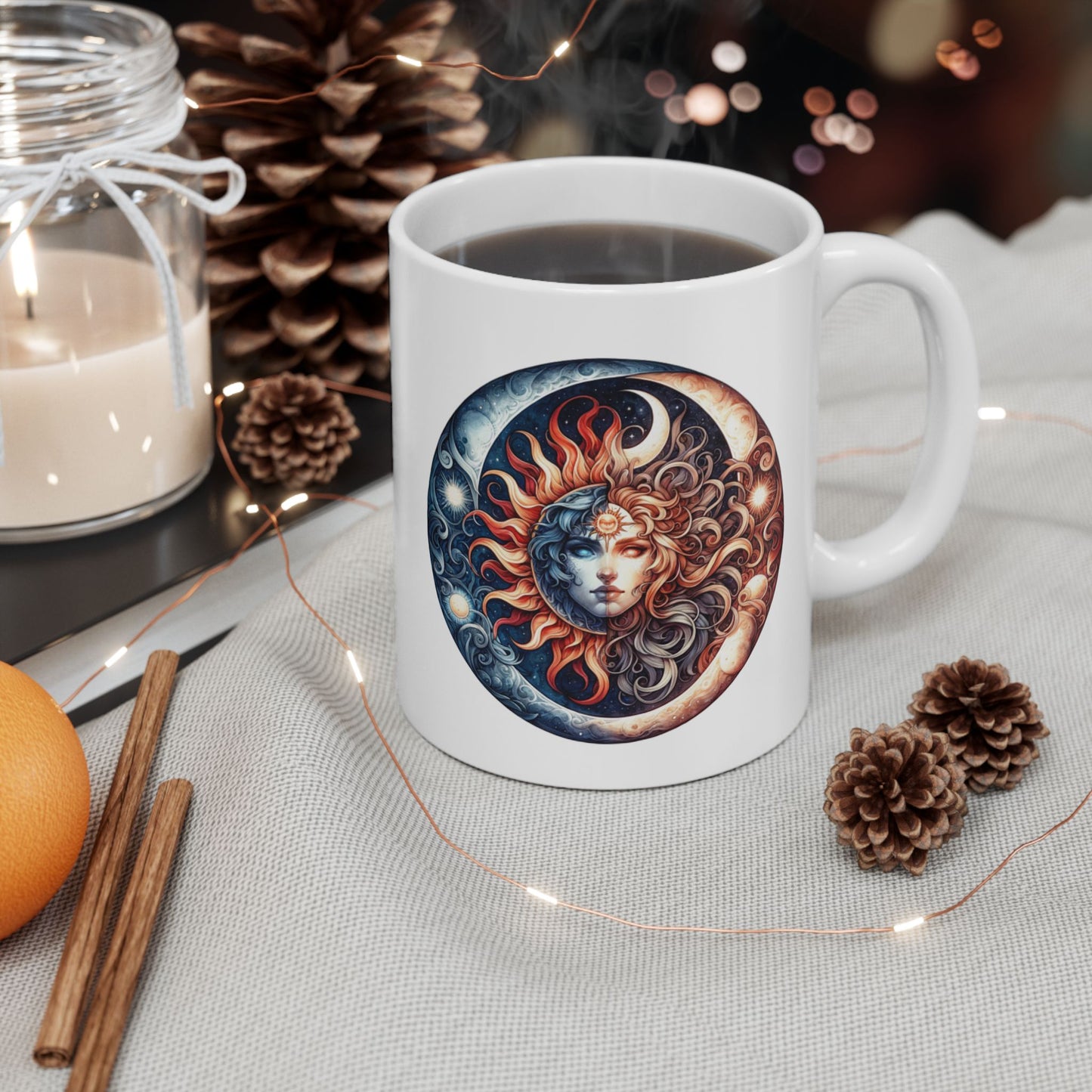 Celestial Vibrant Ceramic Mug - Artful Coffee Cup for Home & Office, Perfect Gift for Coffee Lovers, Unique Kitchen Decor, Tea Mug, Handmade Art