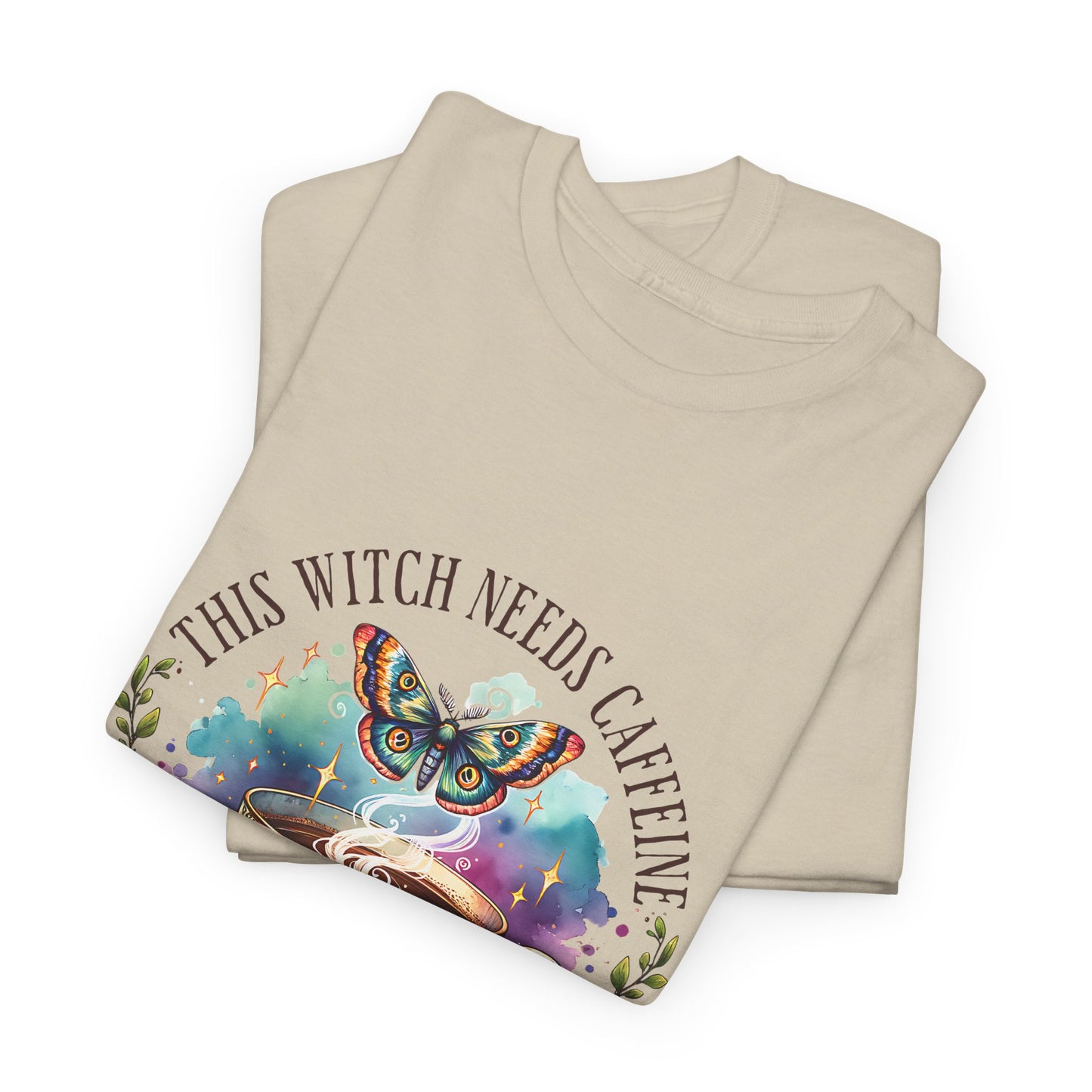 Witchy Cotton Tee, Funny Cotton T-Shirt, Gift for Witches, Magical Apparel, Halloween T-Shirt, Casual Wear, Coffee Lover's Tee