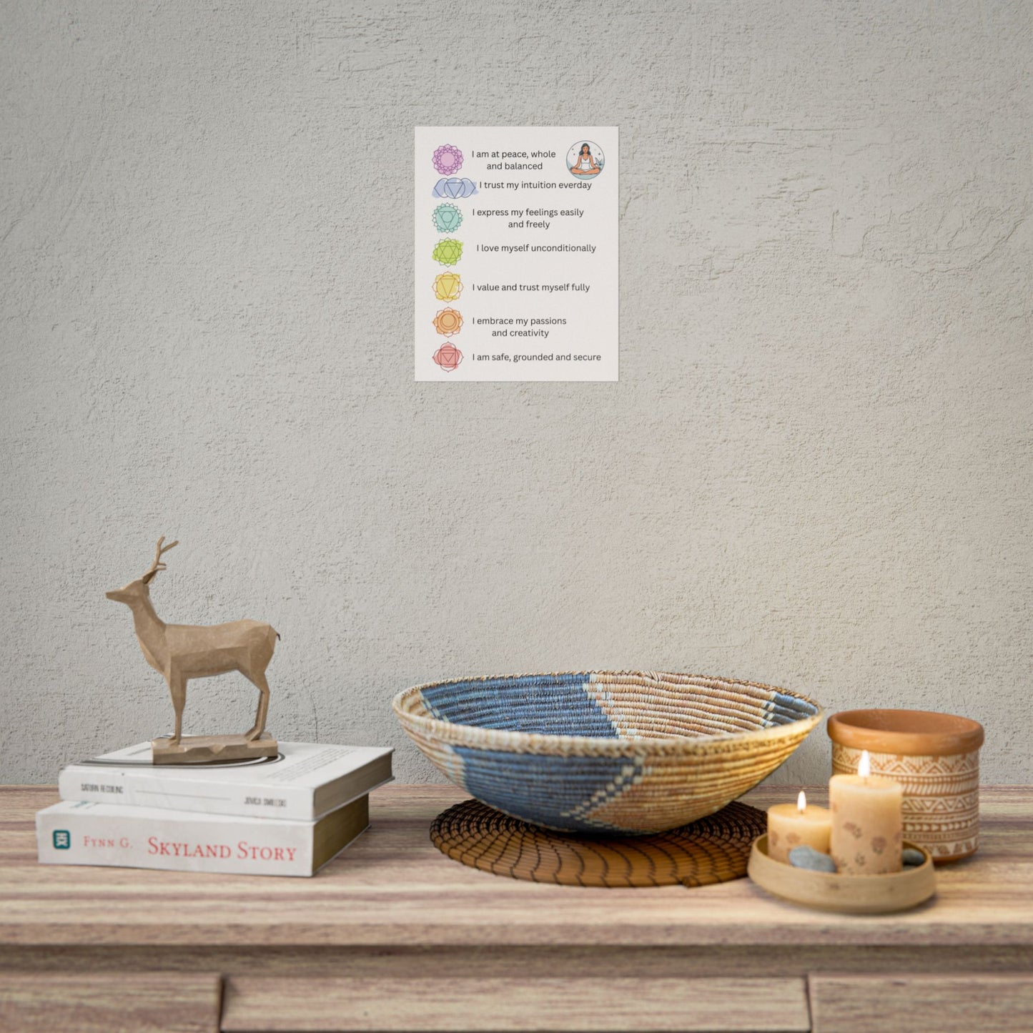 Chakra Affirmation Rolled Posters, Spiritual Decor, Yoga Art, Meditation Wall Art, Mindfulness Gifts, Positive Vibes