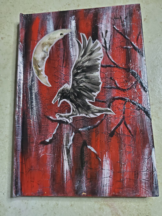 Hand painted flying raven journal
