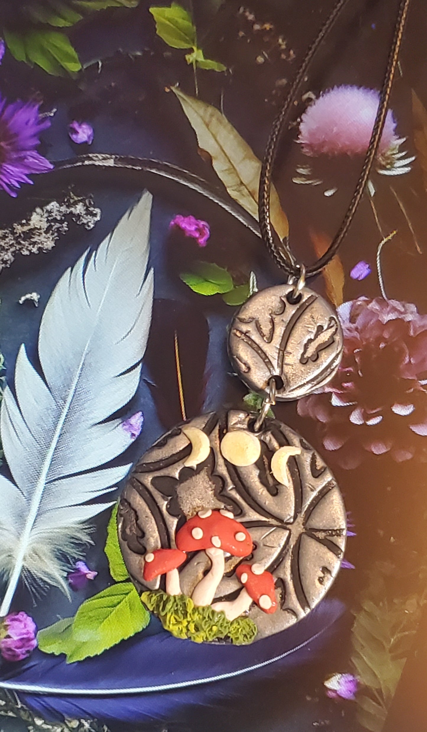 Goblincore Toadstool necklace