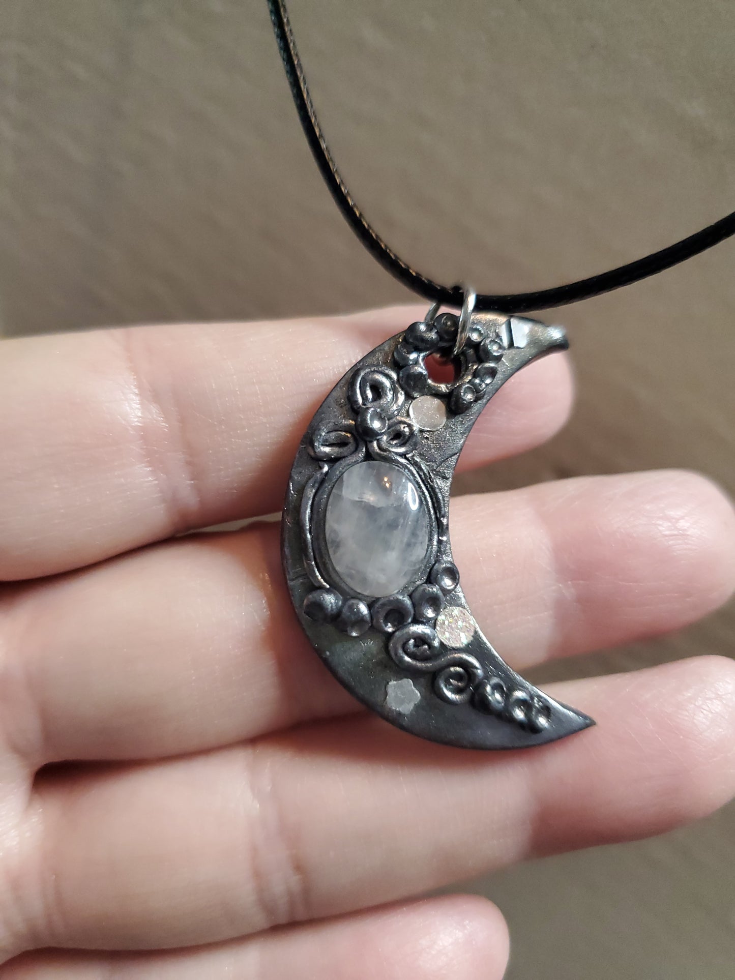 Quartz Crescent moon necklace