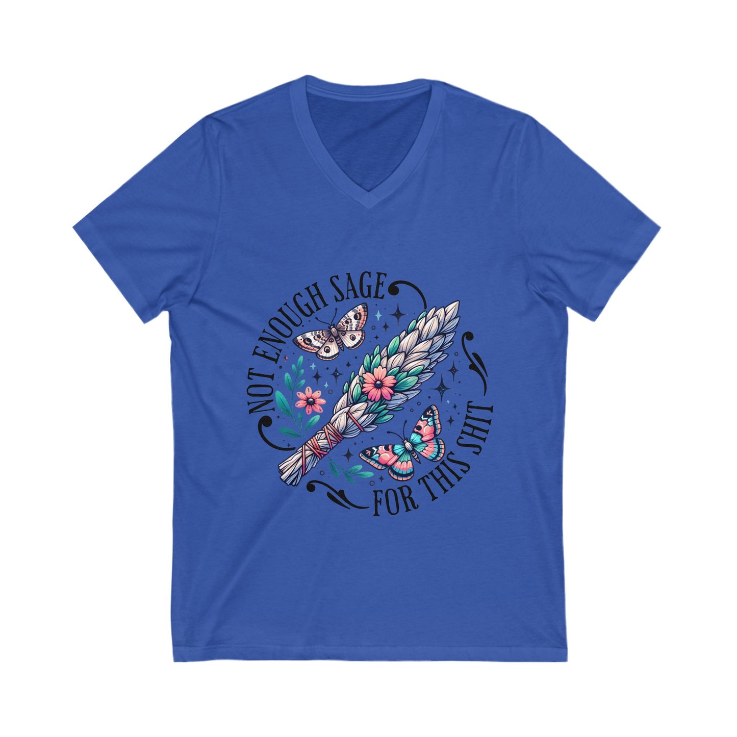 Sage and Butterfly V-Neck Tee