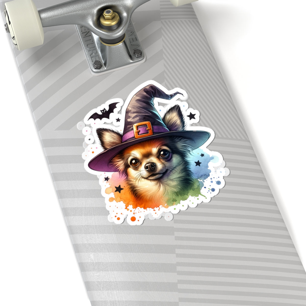 Halloween Chihuahua Witch Kiss-Cut Stickers, Cute Pet Stickers, Spooky Decor, Laptop Decals, Trick or Treat Party Favors