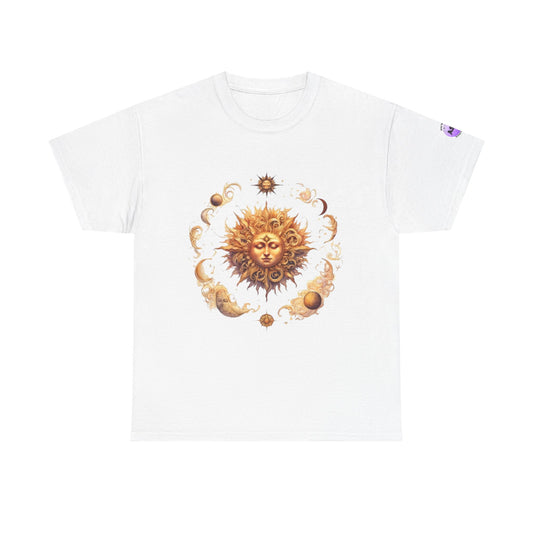 Celestial Sun Graphic Tee | Unisex Heavy Cotton T-Shirt, Astrology Gift, Casual Wear, Summer Outfit, Music Festival Top