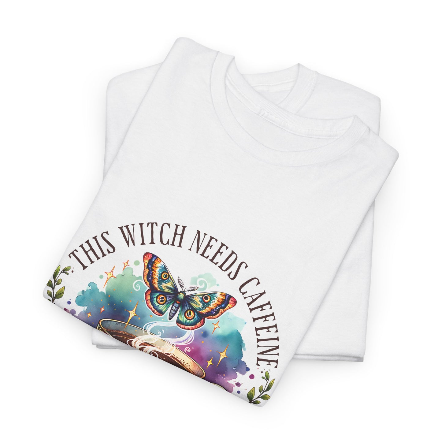 Witchy Cotton Tee, Funny Cotton T-Shirt, Gift for Witches, Magical Apparel, Halloween T-Shirt, Casual Wear, Coffee Lover's Tee