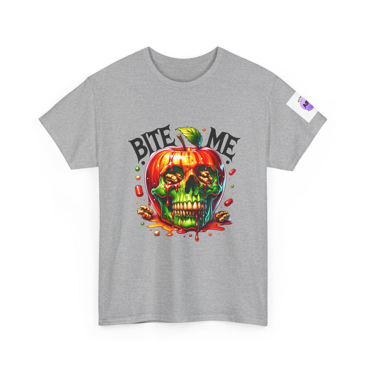 Halloween-Themed Unisex Heavy Cotton Tee - "Bite Me" Graphic Shirt, Spooky Apparel, Costume Party Shirt, Horror Lover Gift, Fall Fashion
