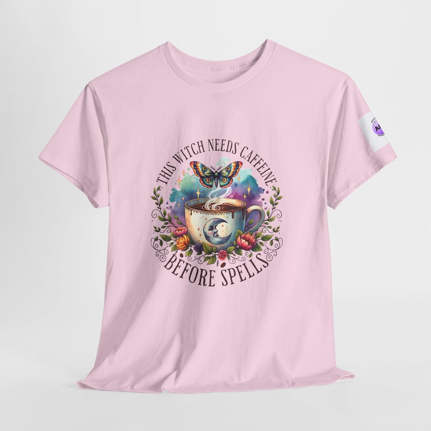 Witchy Cotton Tee, Funny Cotton T-Shirt, Gift for Witches, Magical Apparel, Halloween T-Shirt, Casual Wear, Coffee Lover's Tee