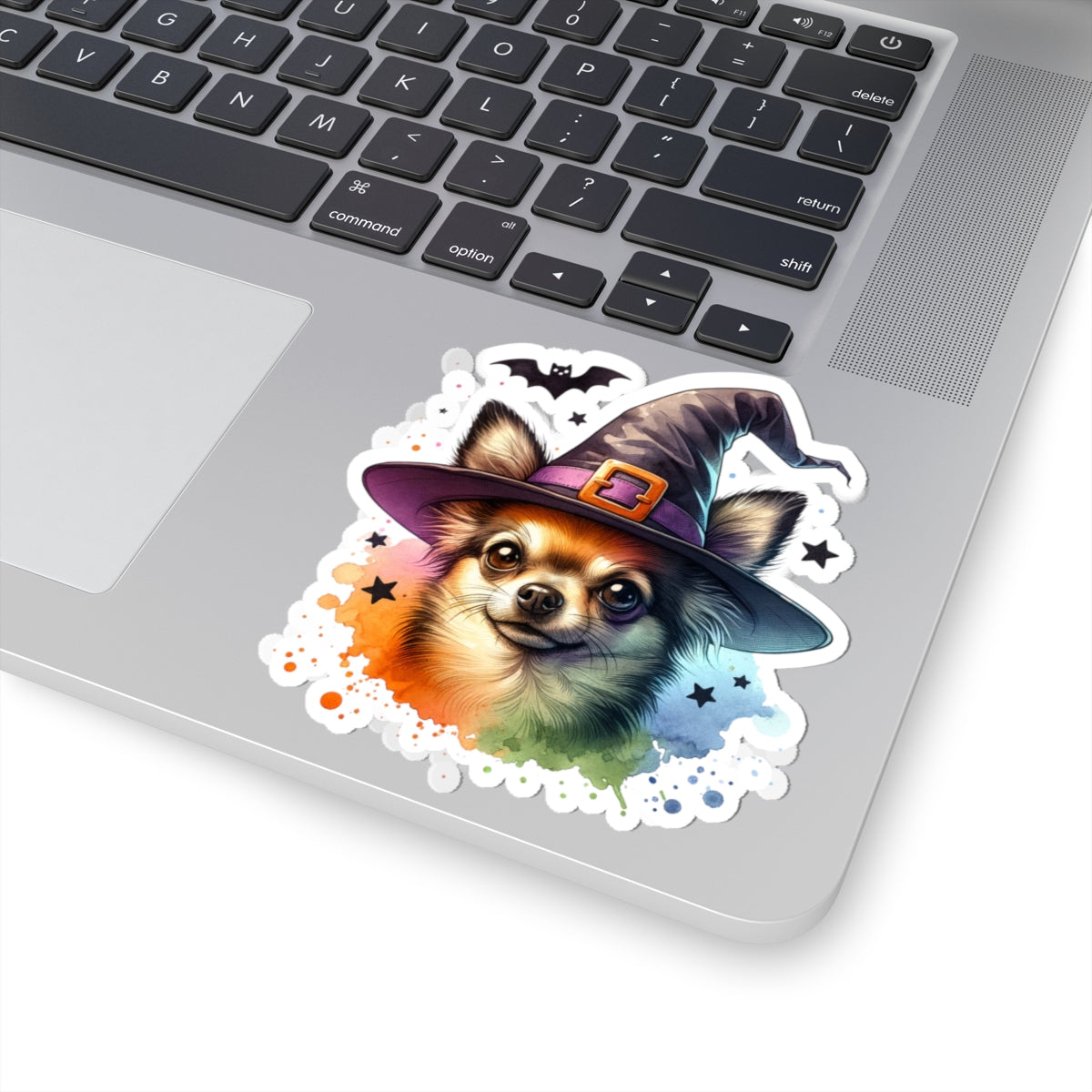Halloween Chihuahua Witch Kiss-Cut Stickers, Cute Pet Stickers, Spooky Decor, Laptop Decals, Trick or Treat Party Favors