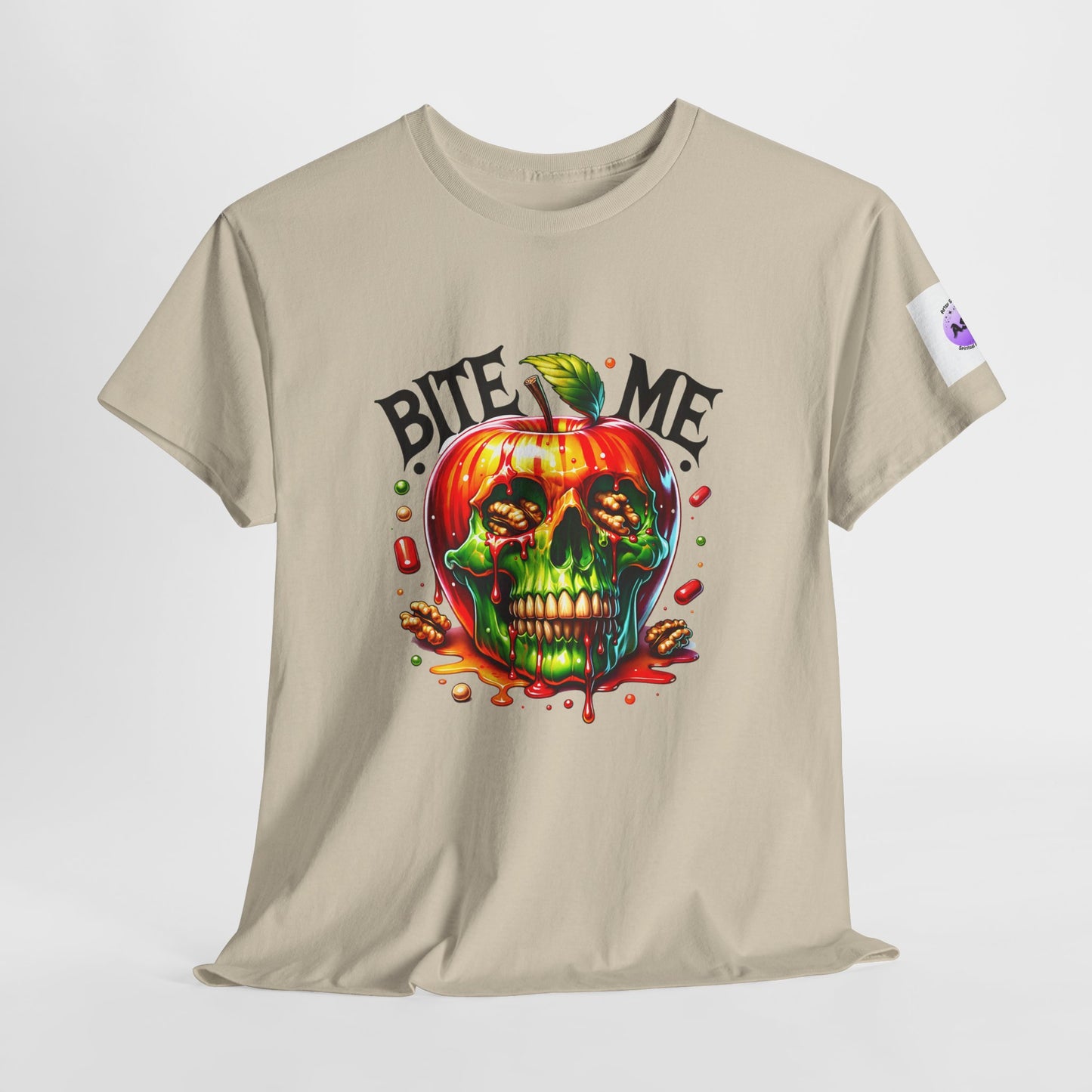 Halloween-Themed Unisex Heavy Cotton Tee - "Bite Me" Graphic Shirt, Spooky Apparel, Costume Party Shirt, Horror Lover Gift, Fall Fashion