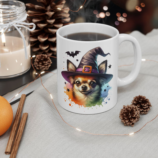 Charming Halloween Chihuahua Mug, Cute Dog Art, Dog Lover Gift, Halloween Decor, Pet Mug, Fall Celebration