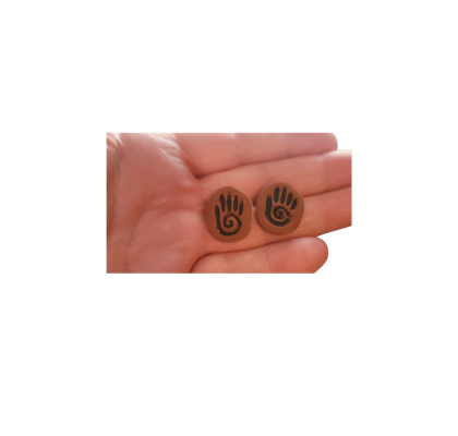 Handmade Tribal Healing Hands Stud Earrings – Boho Ethnic Symbolic Jewelry