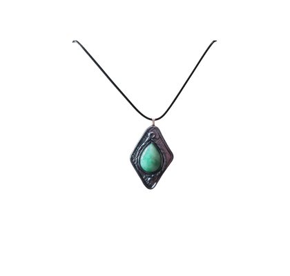 Handmade Teardrop Turquoise Necklace – Healing Crystal Jewelry for Protection & Balance
